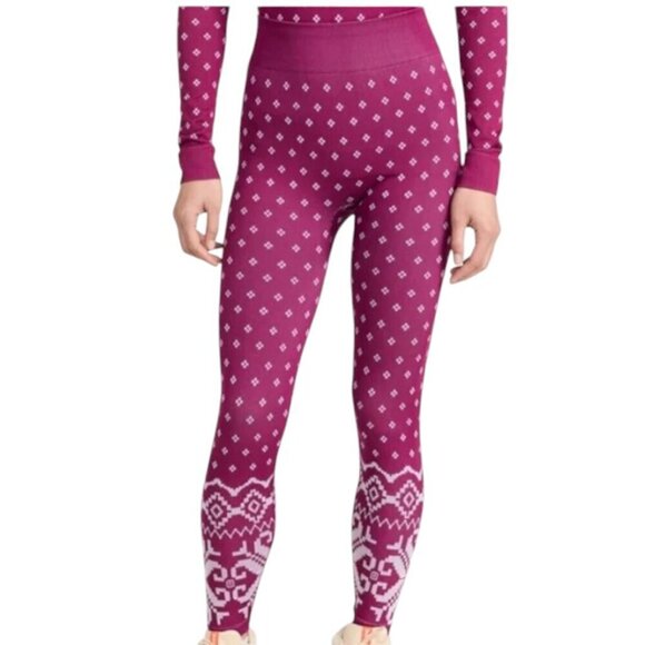 Sweaty Betty Seamless Base Layer Leggings Fair Isle Amaranth Pink Medium NWT - Picture 1 of 9